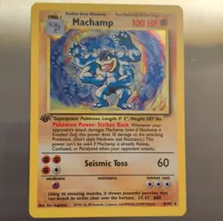Pokemon Machamp 1st Edition Holo Rare Base Set 8/102 100 HP WOTC - Image 1