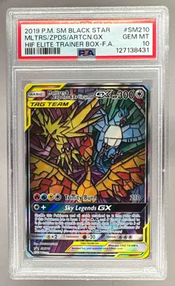 8431 Moltres Zapdos Articuno GX 2019 Pokemon Hidden Fates ETB Promo SM210 PSA 10 - Image 1