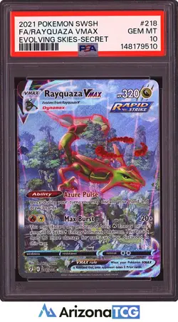 Pokemon 2021 Rayquaza VMAX 218/203 Alt Art Evolving Skies GEM MINT PSA 10 - Image 1
