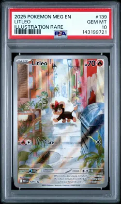 2025 POKEMON MEG EN-MEGA EVOLUTION ILLUSTRATION RARE #139 LITLEO PSA 10 - Image 1