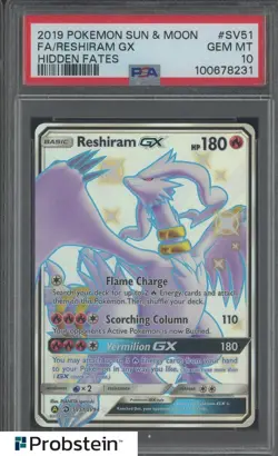 #3 2019 Pokemon Sun & Moon Hidden Fates #SV51 FA Reshiram GX PSA 10 GEM MINT - Image 1