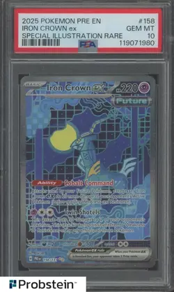 2025 Pokemon PRE EN Special Illustration Rare #158 Iron Crown ex PSA 10 GEM MINT - Image 1