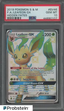 2019 Pokemon S & M Hidden Fates #SV46 Leafeon Gx FA PSA 10 GEM MINT - Image 1