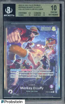 2022-24 One Piece Promos Club Exclusive #OP05060 Monkey D. Luffy BGS 10 PRISTINE - Image 1