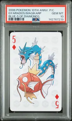 2006 POKEMON CENTER 10TH ANV PLAYING CARDS BLUE DECK GYARADOS/MAGIKARP PSA 10 - Image 1
