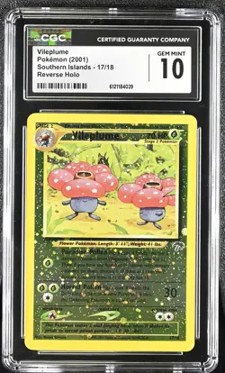 CGC 10 GEM MINT Vileplume 2001 Southern Islands 17/18 Reverse Holo Pokemon Card - Image 1