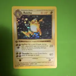 Pokemon Raichu Base Set Holo Rare 14/102 80 HP Agility Thunder Card English - Image 1