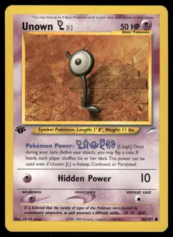 Pokemon Cards Unown [L] 86/105 1st Edition Neo Destiny Common LP *1 - Image 1