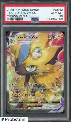 2023 Pokemon SWSH Crown Zenith #GG42 FA/ Zeraora VMAX PSA 10 GEM MINT - Image 1