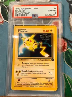 1999 POKEMON PIKACHU #4 - BLACK STAR PROMO - WB MOVIE PROMO - NM / Mint - PSA 8 - Image 1