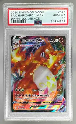 4359 Charizard VMAX 2020 Pokemon Sword & Shield Darkness Ablaze #020 PSA 10 - Image 1