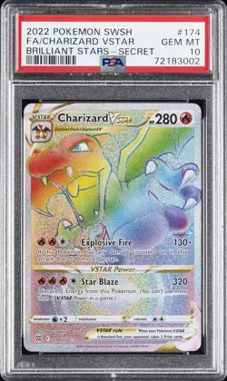 2022 POKEMON SWORD & SHIELD BRILLIANT STARS #174 FULL ART/CHARIZARD VSTAR PSA 10 - Image 1