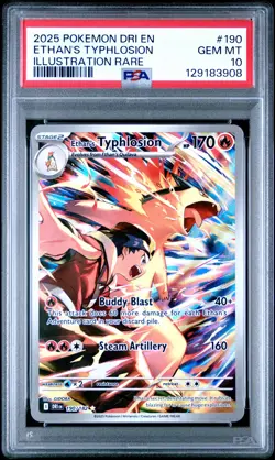 2025 POKEMON DRI EN-DESTINED RIVALS ILLUSTRATION RARE ETHAN'S TYPHLOSION PSA 10 - Image 1