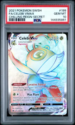 144935861 Celebi VMAX 2021 Pokemon Sword & Shield Chilling Reign #199 PSA 10 - Image 1