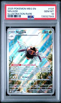 Pokemon PSA Gem Mint 10 Ninjask Illustration Rare #137/132 Mega Evolution - Image 1