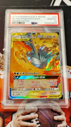 Moltres Zapdos Articuno GX PSA 10 GEM 2019 Pokemon Sun Moon Full Art Hidden Fate - Image 1