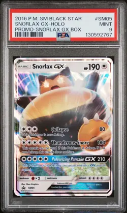 Pokemon TCG Snorlax GX SM05 Sun Moon Black Star Promo PSA 9 - Image 1