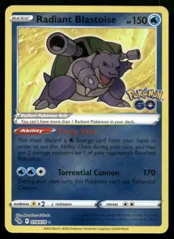 Radiant Blastoise Radiant Rare Pokemon GO 018/078 NM - Image 1