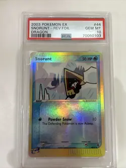 2003 Pokemon Ex Dragon - Snorunt 44/97 Reverse Foil PSA 10 Gem Mint Card 7 - Image 1