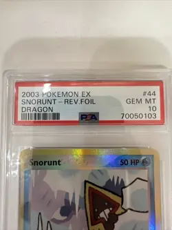 2003 Pokemon Ex Dragon - Snorunt 44/97 Reverse Foil PSA 10 Gem Mint Card 7 - Image 2