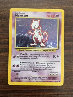 Pokemon TCG Mewtwo Holo Rare Card Base Set 10/102 heavily played - Image 1