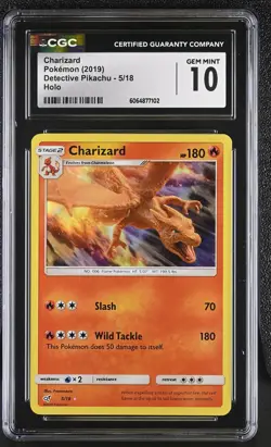 CGC 10 GEM MINT Charizard 2019 Detective Pikachu 5/18 Holo Pokemon Card - Image 1