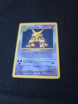 Pokemon TCG Alakazam Holo Rare Card 1/102 Base Set 1999 - Image 1