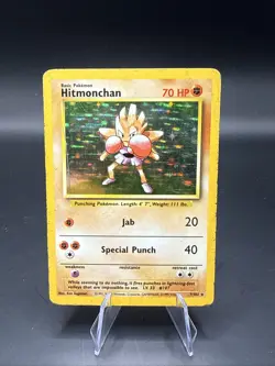 Pokemon TCG Hitmonchan Base Set Holo Unlimited Rare Card 7/102 LP/MP Condition - Image 1