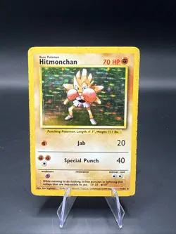Pokemon TCG Hitmonchan Base Set Holo Unlimited Rare Card 7/102 LP/MP Condition - Image 2