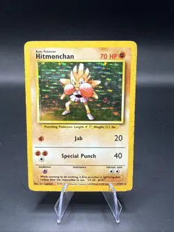 Pokemon TCG Hitmonchan Base Set Holo Unlimited Rare Card 7/102 LP/MP Condition - Image 3