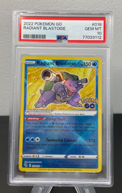 Pokemon 2022 PSA 10 Radiant Blastoise Pokemon Go 018/078 Card - Image 1
