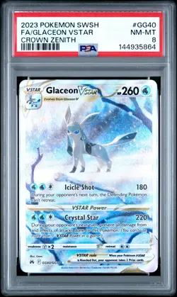 5864 Glaceon VSTAR 2023 Pokemon SWSH Crown Zenith #GG40 Galarian Gallery PSA 8 - Image 1