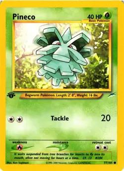 Pokemon TCG Pineco 77/105 Common 1st Edition Neo Destiny VLP - Image 1