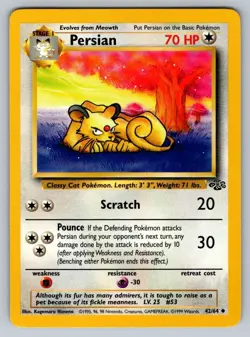 1999 Pokemon Jungle Vintage WOTC Persian 42/64 NM - Image 1