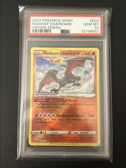 2023 POKEMON SWORD & SHIELD CROWN ZENITH #020 RADIANT CHARIZARD PSA 10 - Image 1