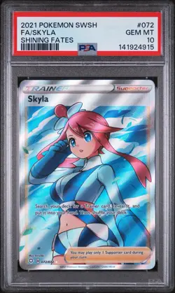 Pokemon TCG Skyla Trainer Full Art PSA 10 Shining Fates 072/072 - Image 1