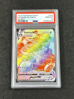 2020 Pokemon PSA 10 Snorlax VMAX Sword & Shield Base Set #206/202 Secret Rare - Image 1