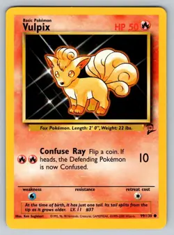 2000 Pokemon Base Set 2 Vintage WOTC Vulpix 99/130 NM - Image 1