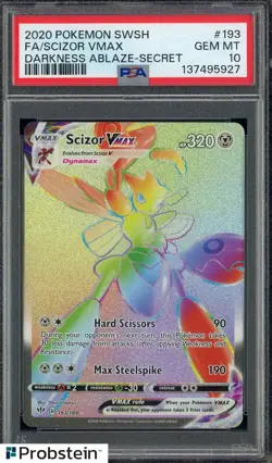 2020 Pokemon SWSH Darkness Ablaze Secret #193 FA Scizor VMAX PSA 10 GEM MINT - Image 1