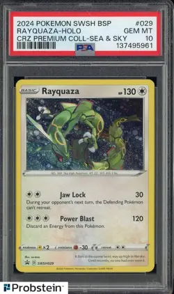 #4 2024 Pokemon SWSH BSP CRZ Premium Collection Sea & Sky Rayquaza Holo PSA 10 - Image 1