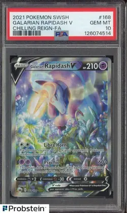 2021 Pokemon SWSH Chilling Reign #168 Galarian Rapidash V PSA 10 GEM MINT - Image 1