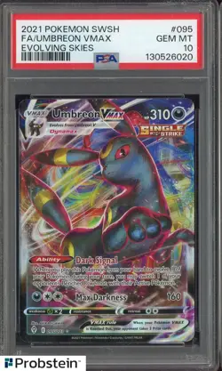 2021 Pokemon SWSH Evolving Skies #095 Umbreon VMAX PSA 10 GEM MINT - Image 1