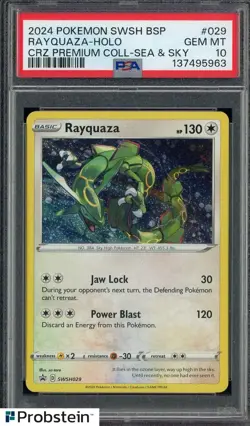 #1 2024 Pokemon SWSH BSP CRZ Premium Collection Sea & Sky Rayquaza Holo PSA 10 - Image 1