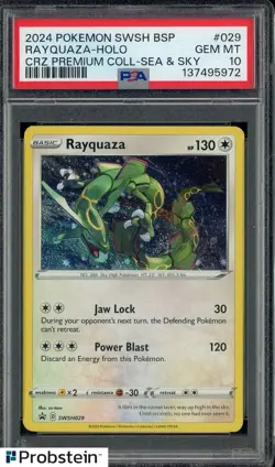 #5 2024 Pokemon SWSH BSP CRZ Premium Collection Sea & Sky Rayquaza Holo PSA 10 - Image 1
