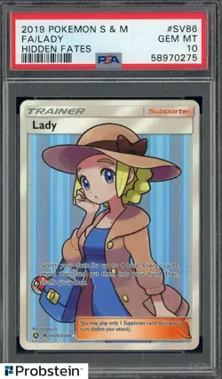 2019 Pokemon Sun & Moon Hidden Fates #SV86 FA Lady PSA 10 GEM MINT - Image 1