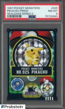 1997 Pocket Monsters Sealdass Series 2 #025 Pikachu Prism PSA 8 NM-MT - Image 1