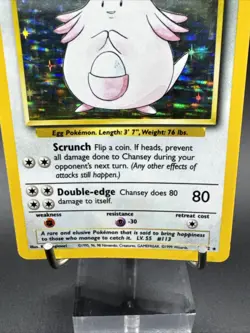 Pokemon TGC - Chansey - 3/102 Base Set Unlimited Holo Rare - Image 3