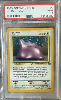 Pokemon Ditto Fossil Unlimited Holo Rare #3 PSA 9 Mint - Image 1