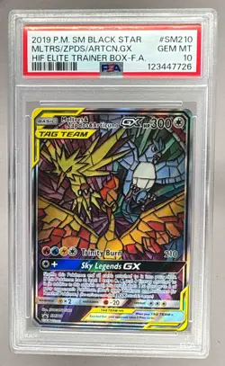 7726 Moltres Zapdos Articuno GX 2019 Pokemon Hidden Fates ETB Promo SM210 PSA 10 - Image 1