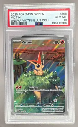 136411506 Victini 2025 Pokemon SV Unova Illustration Promo #208 PSA 10 - Image 1